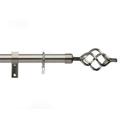 Universal Satin Steel Pole with Cage Finials