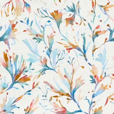 Seaweed Printed Cotton Fabric Cobalt