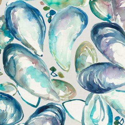 Mussel Shells Printed Cotton Fabric Marine