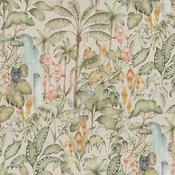 Elysian Canopy Printed Cotton Fabric Green