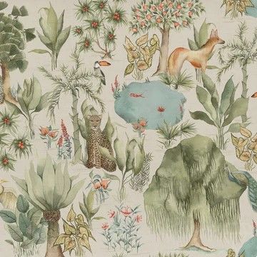 Jungle Serene Printed Cotton Fabric Green