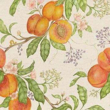 Peach Harvest Printed Cotton Fabric Cream