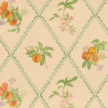 Peach Trellis Melba Printed Cotton Fabric