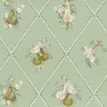 Pear Trellis Printed Cotton Fabric Verdure