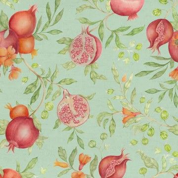 Pomegranate Grove Printed Cotton Fabric Oasis